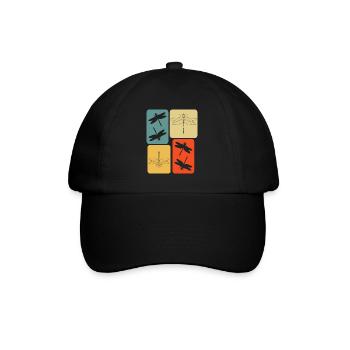 Libellen Insekten retro Libelle - Baseballkappe - Schwarz/Schwarz - Vorne