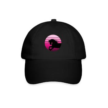 Pferde und Reiten. Reitmode für Pferdefreunde - Baseballkappe - Schwarz/Schwarz - Vorne