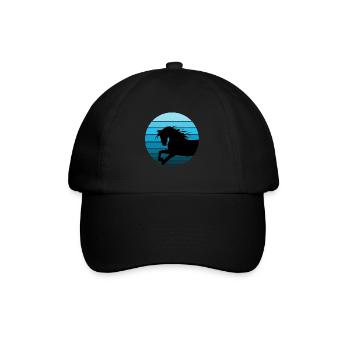 Pferde und Reiten. Reitmode für Pferdefreunde - Baseballkappe - Schwarz/Schwarz - Vorne