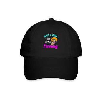 Just A Girl Who Loves Farming Retro Farmer T-Shirt - Baseballkappe - Schwarz/Schwarz - Vorne