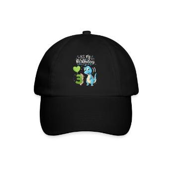 3ème anniversaire dinosaure, enfant dinosaure, 3 ans - Casquette classique - noir/noir - Devant