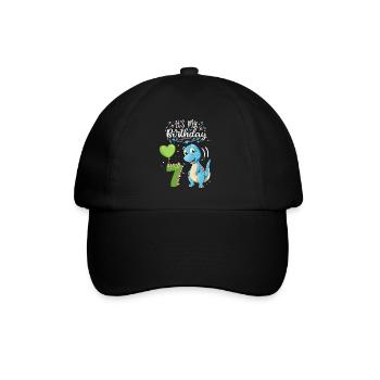 Dinosaure de 7e anniversaire, enfant dinosaure, 7 ans - Casquette classique - noir/noir - Devant