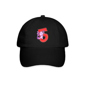 5 Jahre alt - 5. Geburtstag mit Tier Motiv - Baseballkappe - Schwarz/Schwarz - Vorne