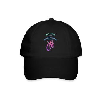 Rennrad Liebe meinen Mann! Perspektive Türkis-Rosa - Baseballkappe - Schwarz/Schwarz - Vorne