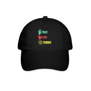 Peace Love Science Retro Science Teacher Designs - Baseballkappe - Schwarz/Schwarz - Vorne