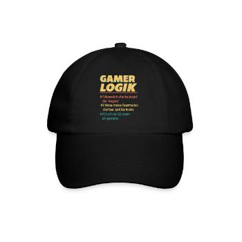 Gamer Logik Gaming Video Games Multiplayer Zocker - Baseballkappe - Schwarz/Schwarz - Vorne