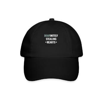 Valentine's Day Deaf Pride ASL Steal Hearts D/HH - Baseballkappe - Schwarz/Schwarz - Vorne