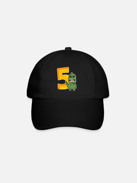 5 Jahre alt - 5. Geburtstag mit Tier Motiv - Baseballkappe - Schwarz/Schwarz