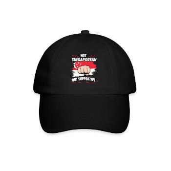 Not Singaporean But Supportive Travel Tourist - Baseballkappe - Schwarz/Schwarz - Vorne