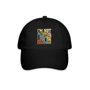 I'm Not Antisocial, I Rolled Low On Charisma 6 - Baseballkappe - Schwarz/Schwarz - Vorne