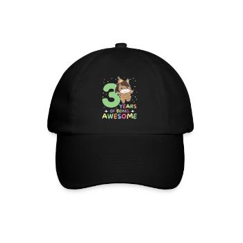 Horse for 3rd birthday children three years old - Baseball Cap - black/black - Front