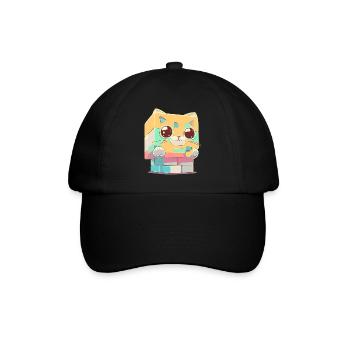 Chat kawaii en cube - Casquette classique - noir/noir - Devant