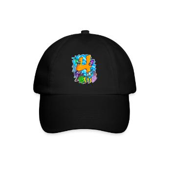4 Jahre alt - 4. Geburtstag mit Tier Motiv - Baseballkappe - Schwarz/Schwarz - Vorne