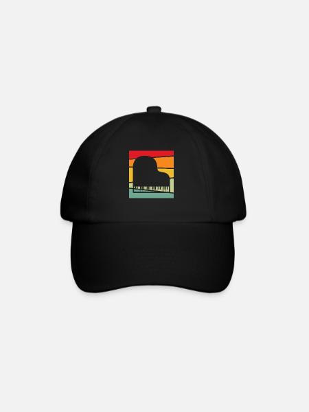 Klavier Retro - Baseballkappe - Schwarz/Schwarz