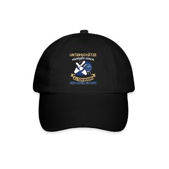 Unterschätze Niemals Einen Alten Mann Der Kegeln - Baseballkappe - Schwarz/Schwarz - Vorne