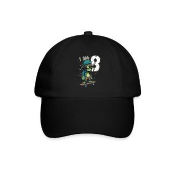 Children birthday 8 years - skater monkey - Baseballkappe - Schwarz/Schwarz - Vorne