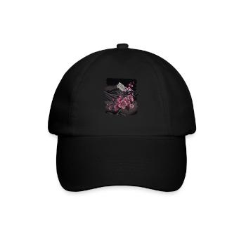 Vintage Japanese Sakura Cherry Blossom Temple - Baseball Cap - black/black - Front
