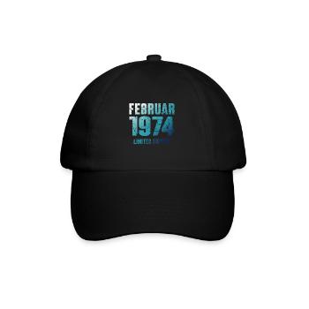 Februar 1974 Limited Edition Geburtstag Geschenk - Baseballkappe - Schwarz/Schwarz - Vorne