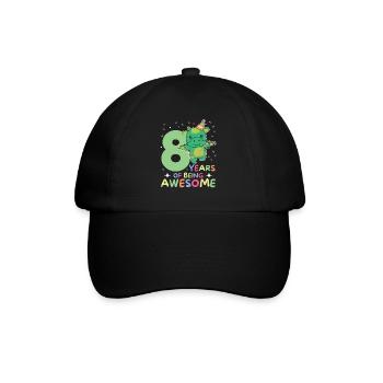 Drache zum 8. Geburtstag Kinder acht Jahre alt - Baseballkappe - Schwarz/Schwarz - Vorne