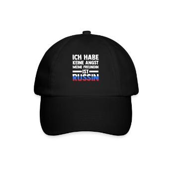 Ich habe keine Angst meine Freundin ist Russin - Baseballkappe - Schwarz/Schwarz - Vorne