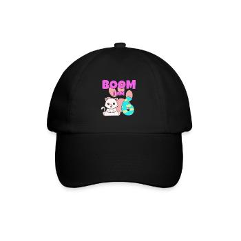 6th birthday cat - Baseball Cap - black/black - Front