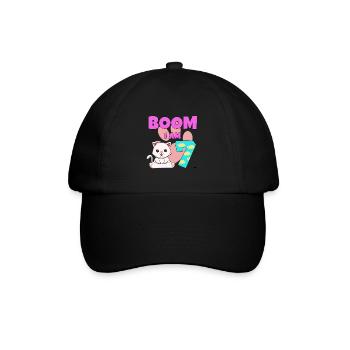 7th birthday cat - Baseball Cap - black/black - Front