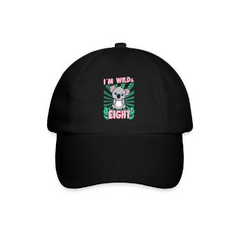 Im Wild And 8 Years Old Bday Party Gift Koala - Baseballkappe - Schwarz/Schwarz - Vorne