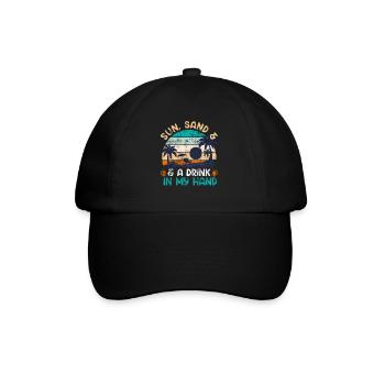 Plage ensoleillée un verre à la main fête de vacances - Casquette classique - noir/noir - Devant