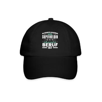 Altenpflegerin Weil Superheldin Kein Beruf Ist - Baseballkappe - Schwarz/Schwarz - Vorne