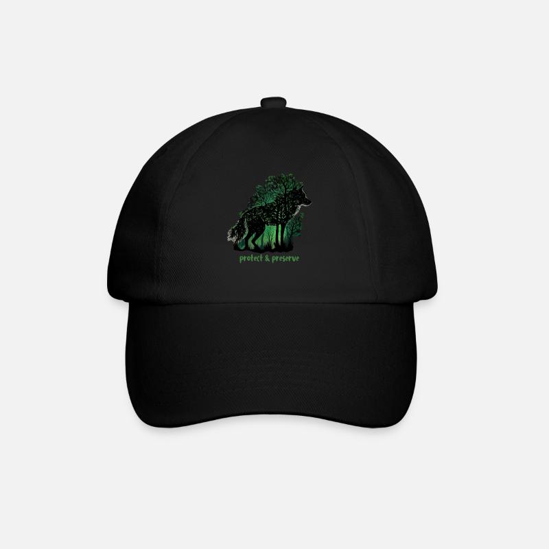 Wölfe Silhouette Naturschutz Tierschutz Wolf - Baseballkappe - Schwarz/Schwarz