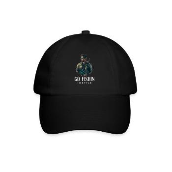 Go Fishin in Style - Retro Fishing - Baseball Cap - black/black - Front