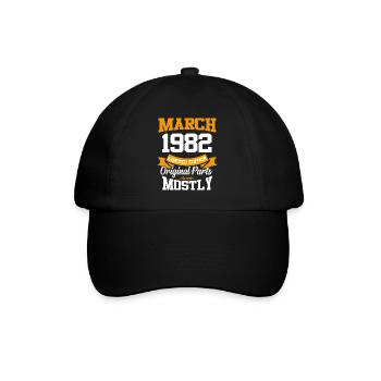 März 1982 Vintage Geburtstag Geschenk - Baseballkappe - Schwarz/Schwarz - Vorne