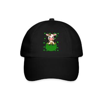 Cute cow shamrocks Saint Patrick's Day - Baseball Cap - black/black - Front