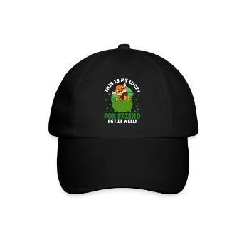 Niedlicher Fuchs Kleeblätter St. Patrick's Day - Baseballkappe - Schwarz/Schwarz - Vorne