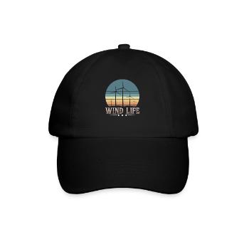 Wind Life Shirt Cadeau Éoliennes - Casquette classique - noir/noir - Devant