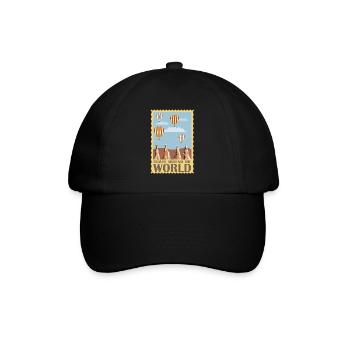 Heißluftballon & Ballon Fahrer Geschenk - Baseballkappe - Schwarz/Schwarz - Vorne