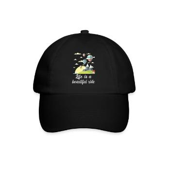 Heißluftballon & Ballon Fahrer Geschenk - Baseballkappe - Schwarz/Schwarz - Vorne