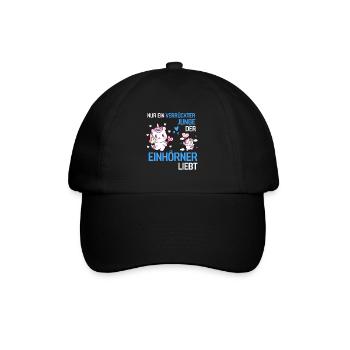 Jungs Einhörner Fantasy Tier Geschenk Einhorn - Baseballkappe - Schwarz/Schwarz - Vorne