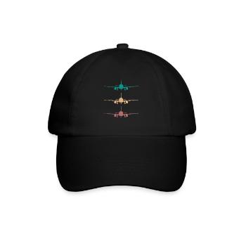 Flugzeug Retro Design 3 farben / für piloten - Baseballkappe - Schwarz/Schwarz - Vorne