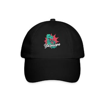 Knitting Knitter Pun Dinosaur - Baseballkappe - Schwarz/Schwarz - Vorne