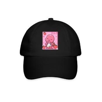 Kawaii Schildkrötenliebhaber Erdbeermilchshake Otaku - Baseballkappe - Schwarz/Schwarz - Vorne
