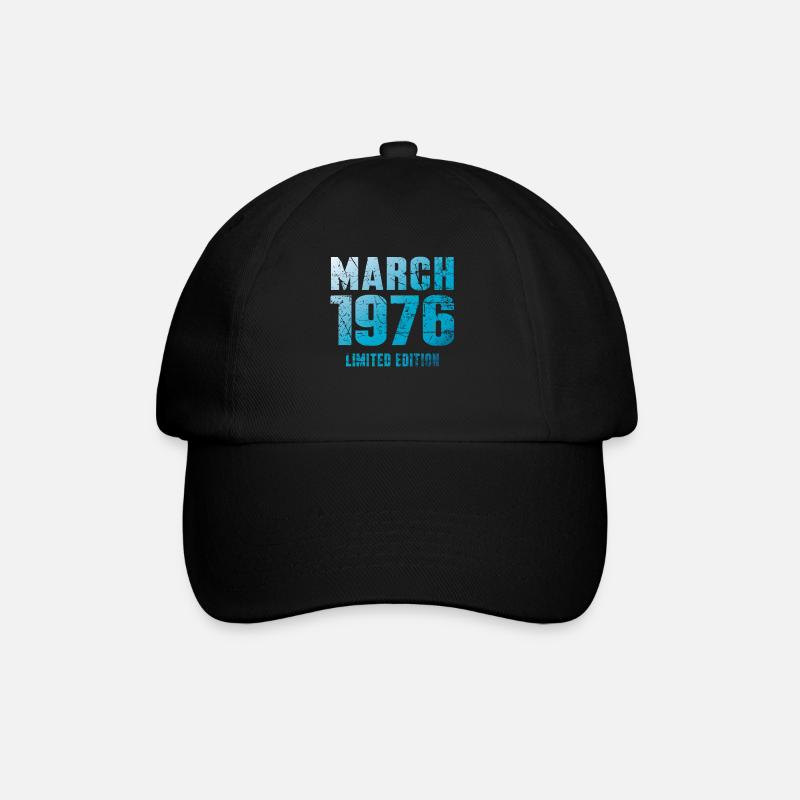 März 1976 Limited Edition Geburtstag Geschenk - Baseballkappe - Schwarz/Schwarz