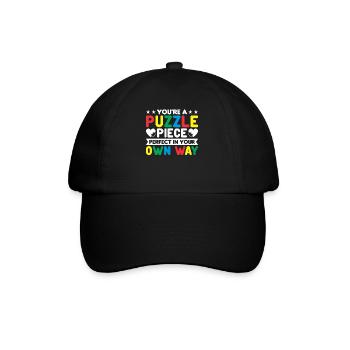 autism awareness Puzzle piece perfect in your way - Baseballkappe - Schwarz/Schwarz - Vorne