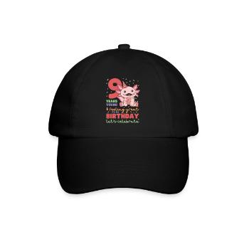 Axolotl for 9th birthday children nine years old - Baseball Cap - black/black - Front