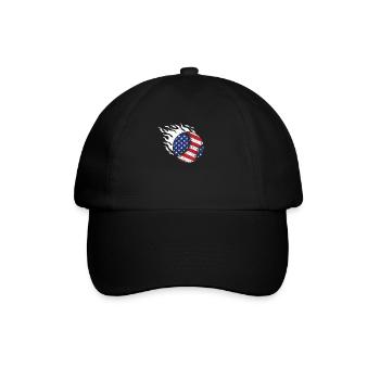 Baseball American Flag July 4 Patriotic - Baseball Cap - black/black - Front