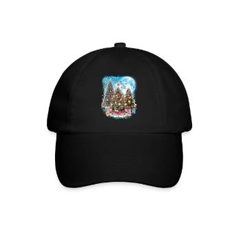 3 Moon Christmas Tree Cool Winter Season Snowman - Baseball Cap - black/black - Front