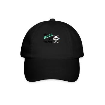 Ich muss gar nichts. grimmiges lustiges Panda - Baseballkappe - Schwarz/Schwarz - Vorne