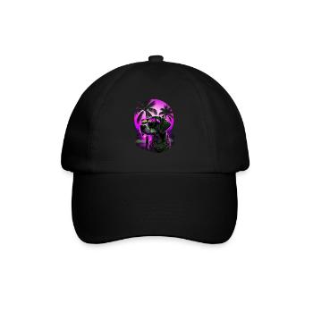 Retro cute dog on the beach with sunglasses - Baseball Cap - black/black - Front