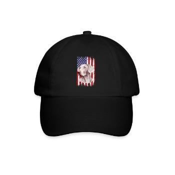 Weimaraner Dad American Flag, Weimaraner Dog - Baseball Cap - black/black - Front