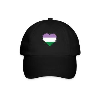 Pride Herz LGBTQ - Genderqueer - Baseballkappe - Schwarz/Schwarz - Vorne